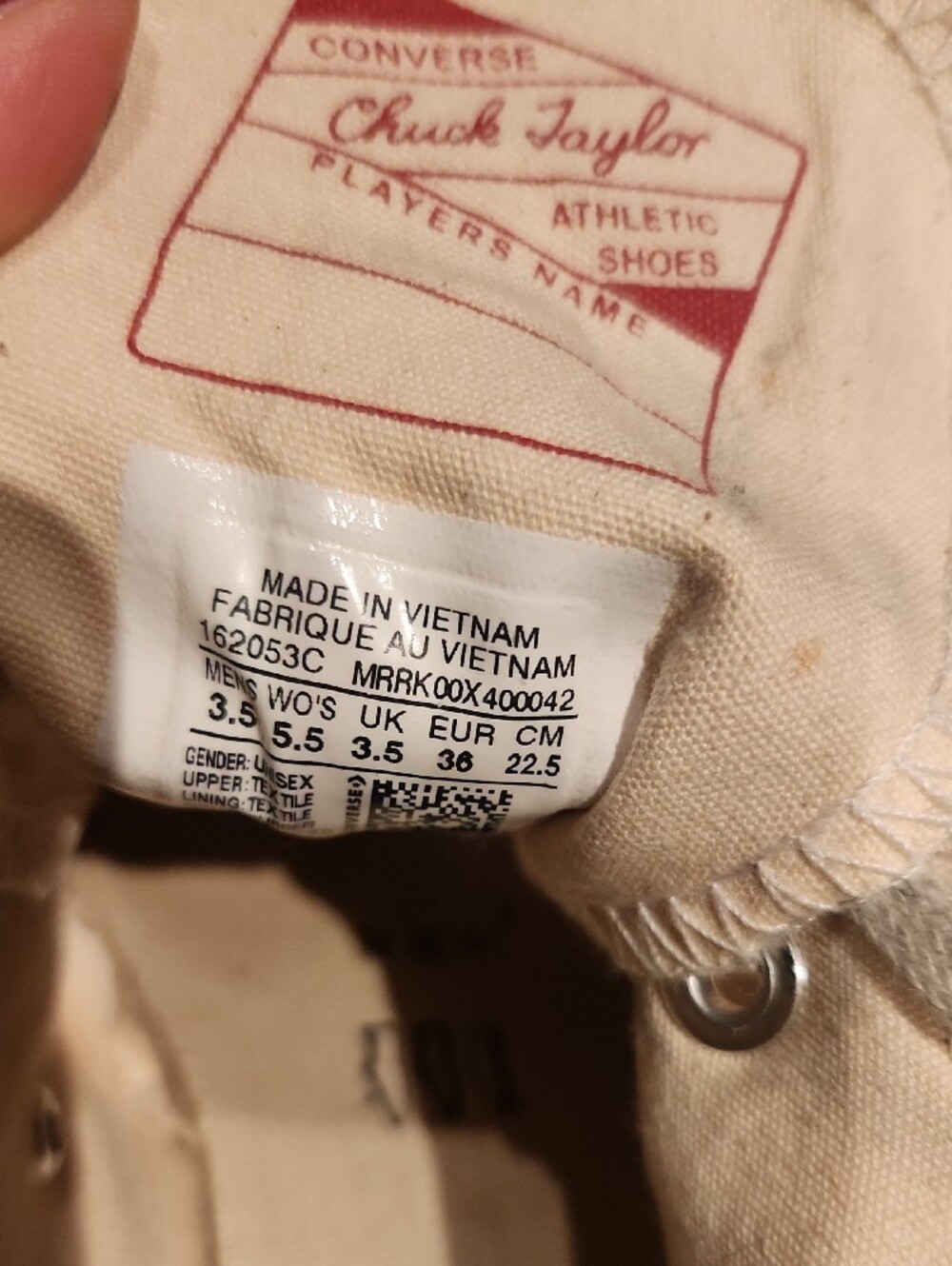 Converse High-Top Sneakers in Cream with Red Trim - Picture 16 of 16